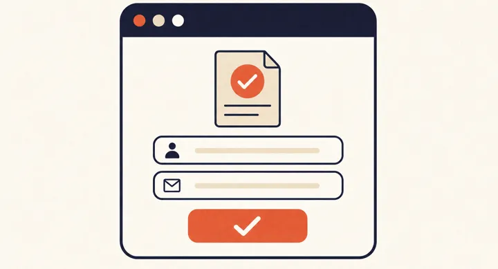 Landing page illustration: a booking form on a screen
