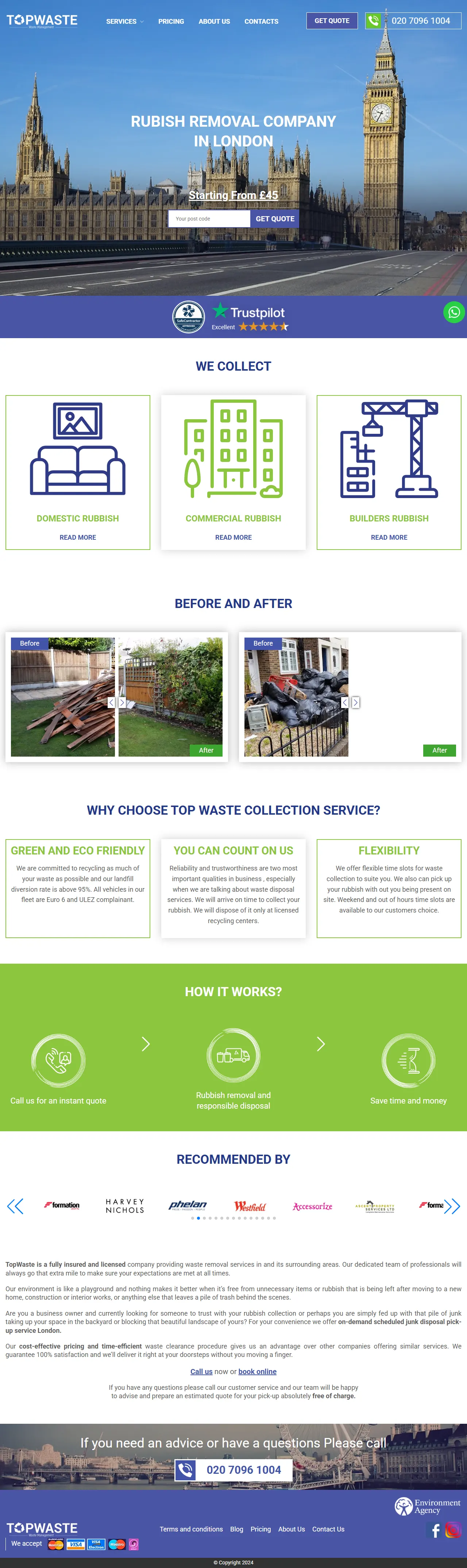 topwaste.co.uk, a London waste firm we ran marketing for from 2016 to 2022